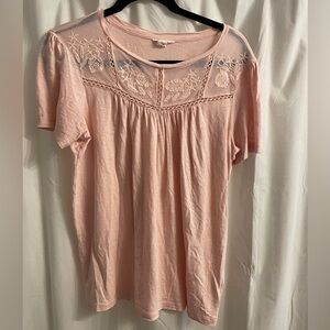 Caslon Pink Lace Detail Women's Top